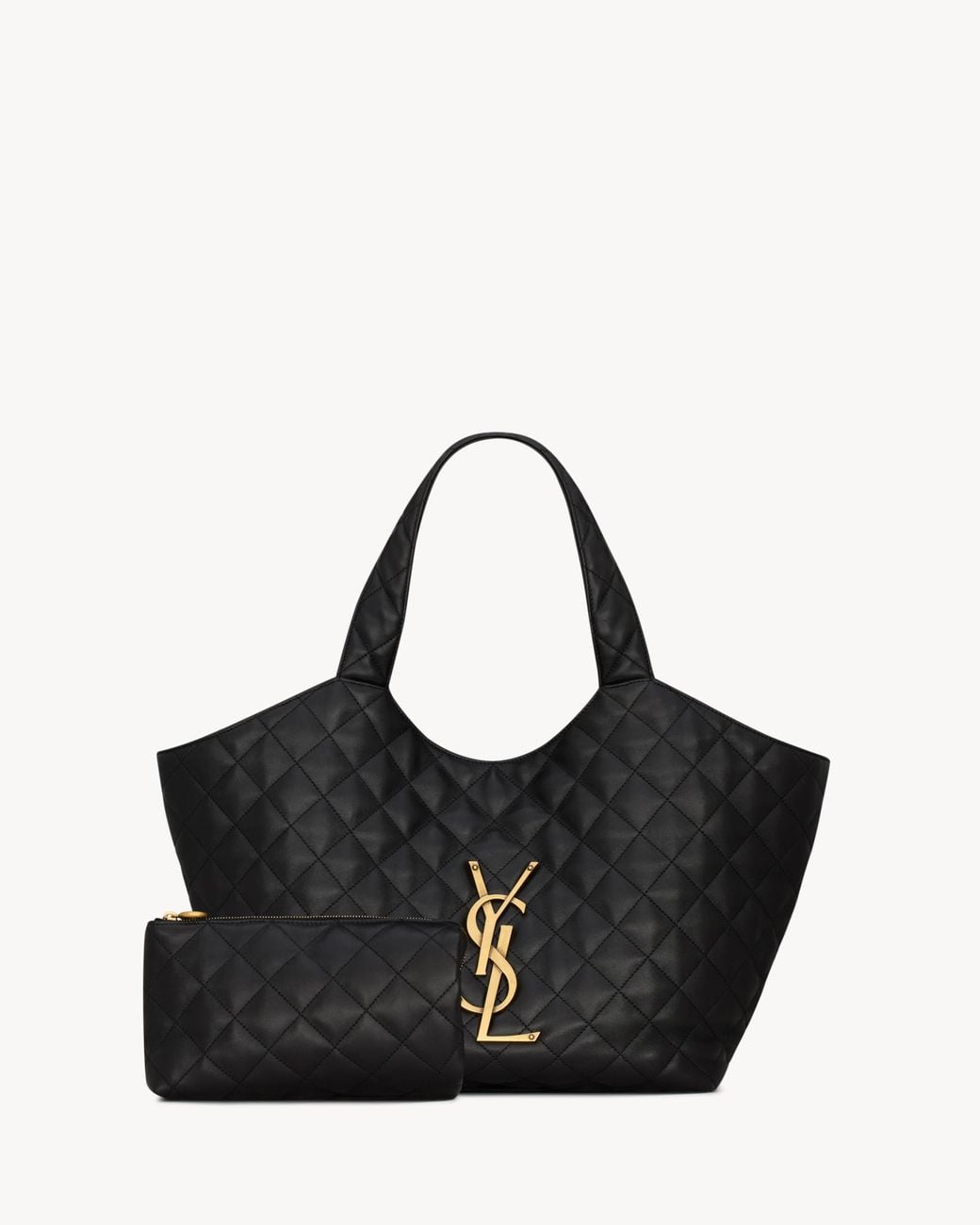 Saint Laurent Black Icare Quilted Nappa Leather Tote