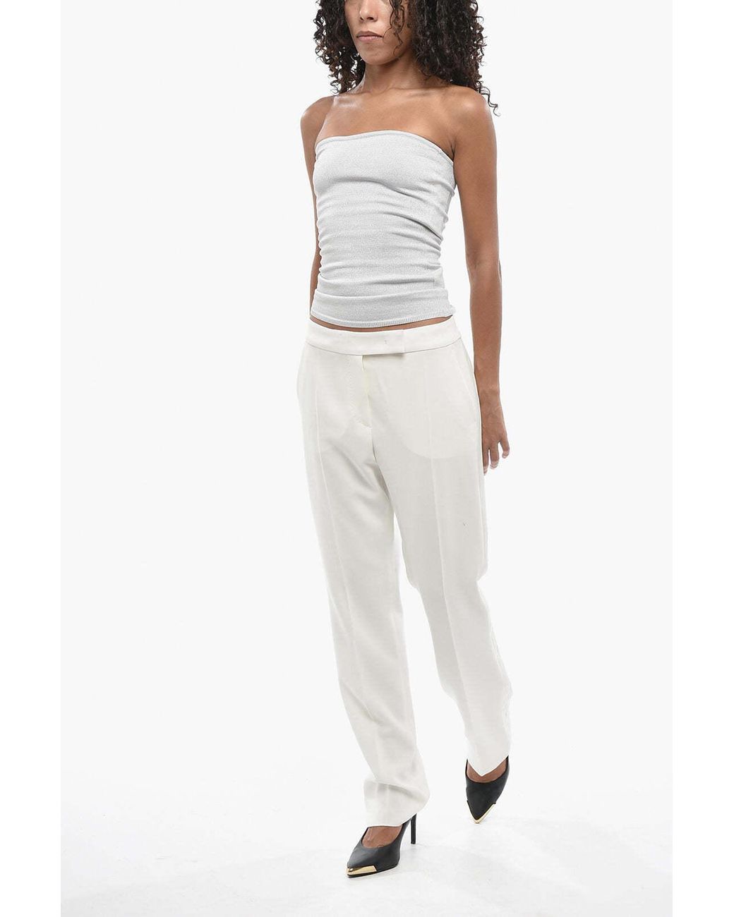 Max Mara White Idoneo Concealed-Fastening Trousers