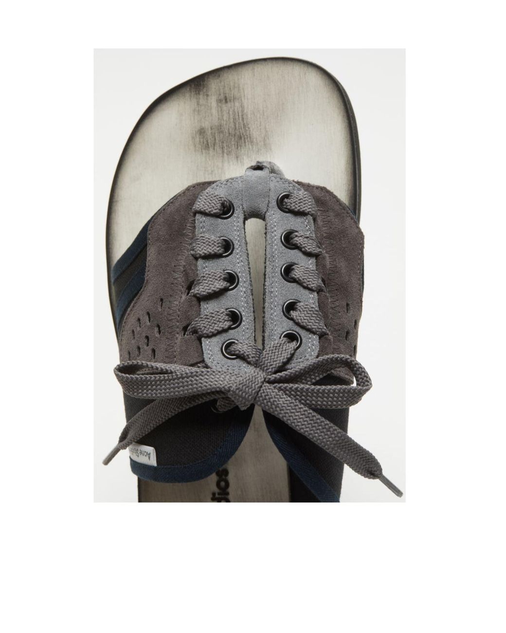 Acne Black Panelled Lace-Up Flip Flops for men