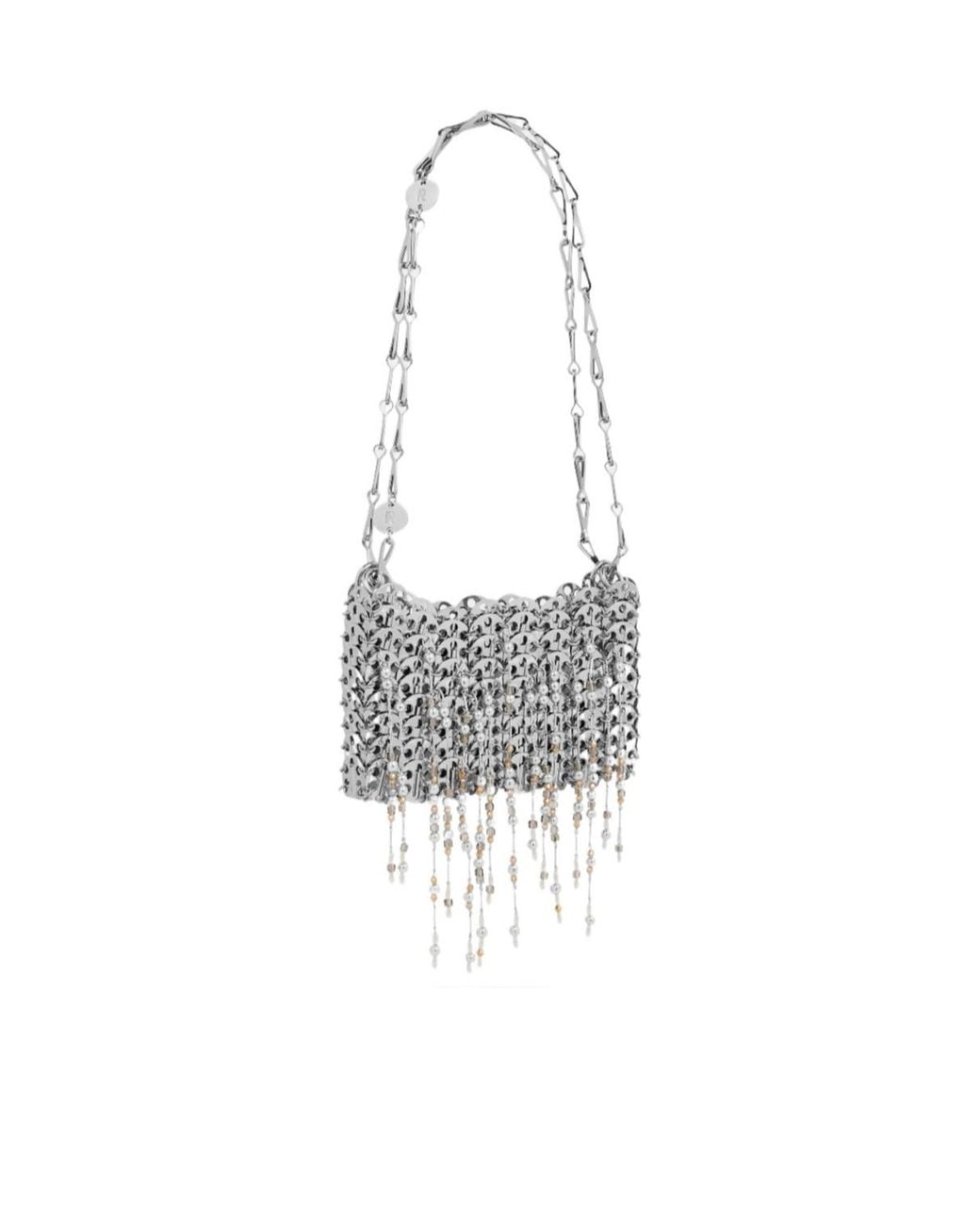 Rabanne White Rabanne 1969 Nano Embellished Fringed Shoulder Bag