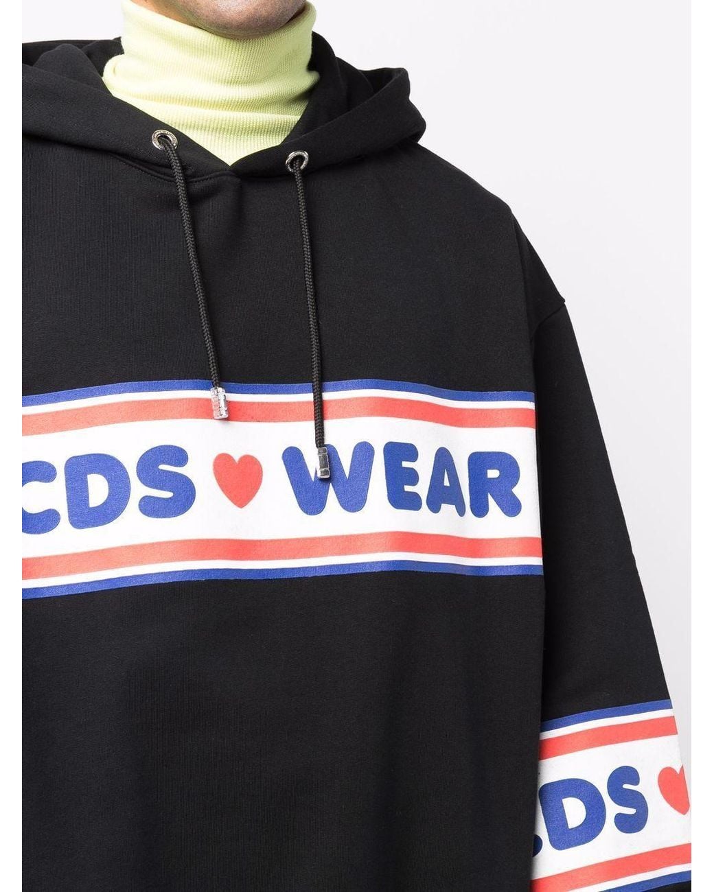 Gcds Blue Logo Tape Printed Hoodie for men