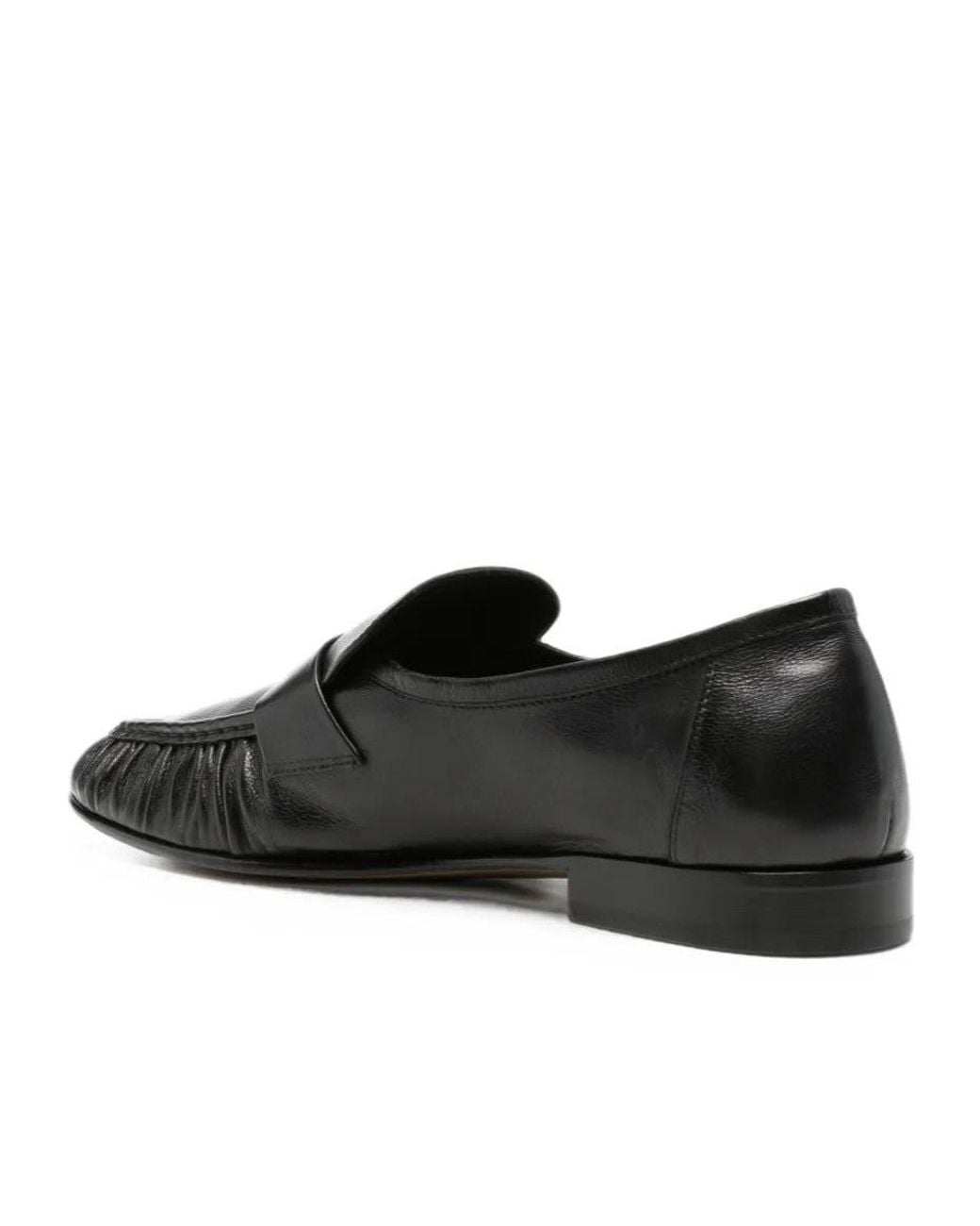 The Row Black Ruched Leather Loafers for men