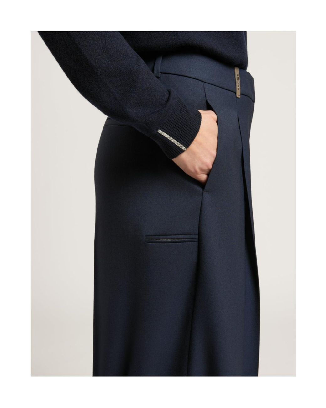 Peserico Black Pleated Wide-Leg Pants