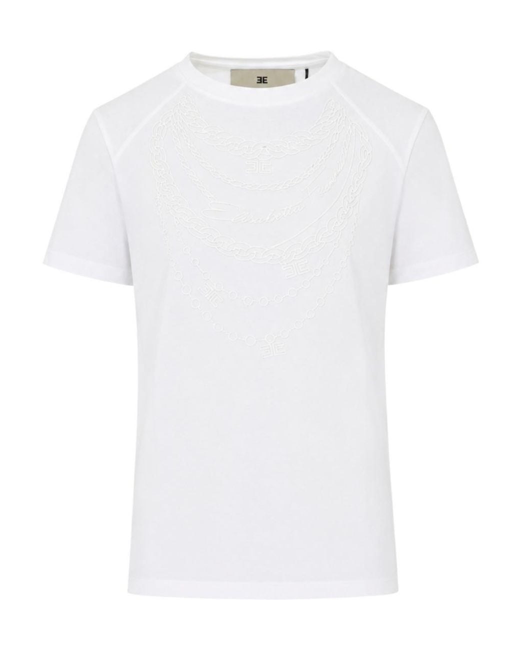 Elisabetta Franchi White Crewneck Short-Sleeved T-Shirt