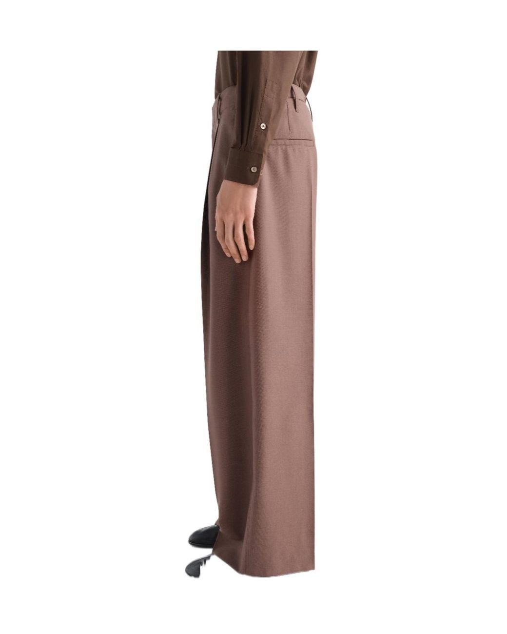 Lemaire Brown Pleated Wide Leg Pants for men