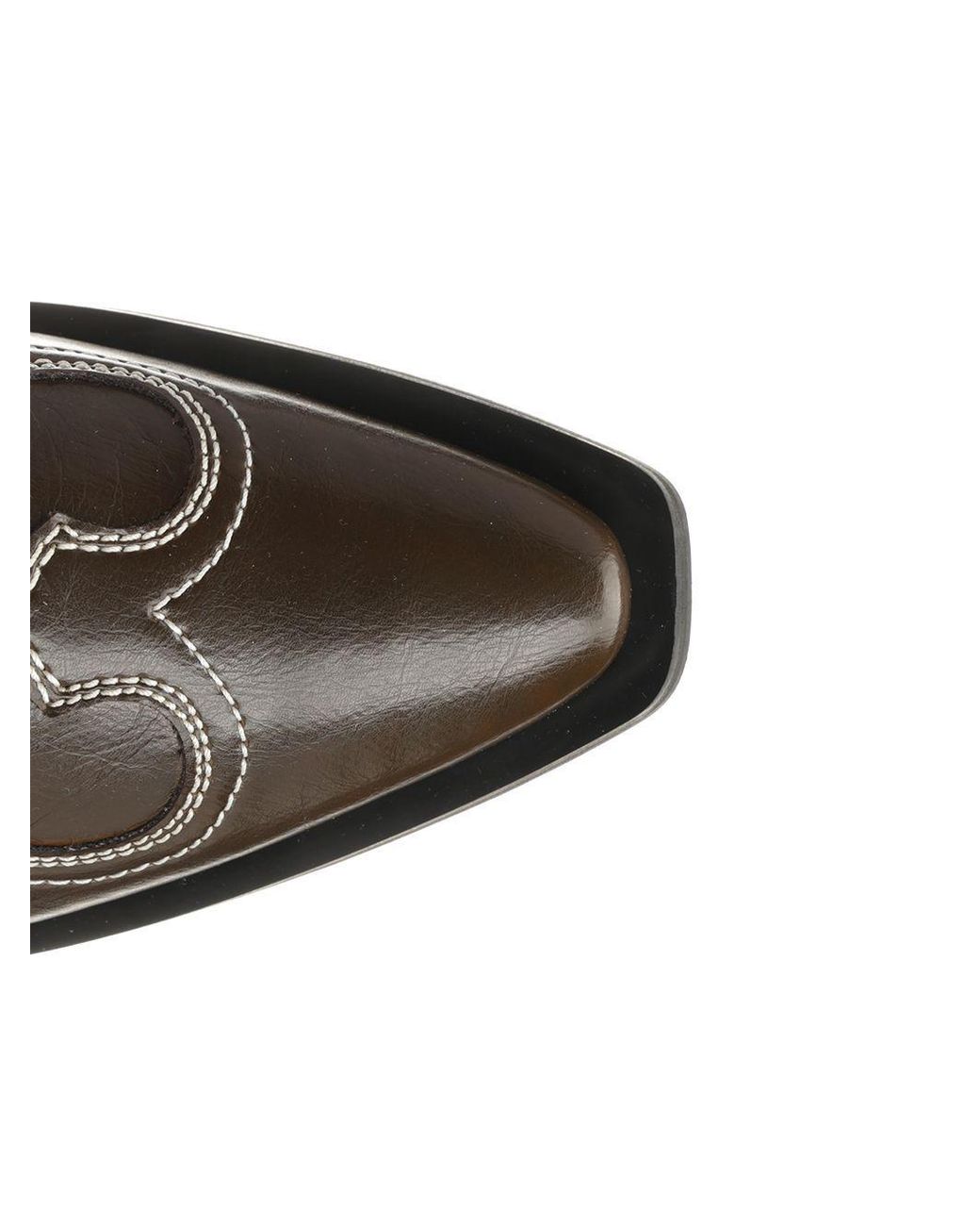 Ganni Brown Mid Shaft Embroidered Western Boots