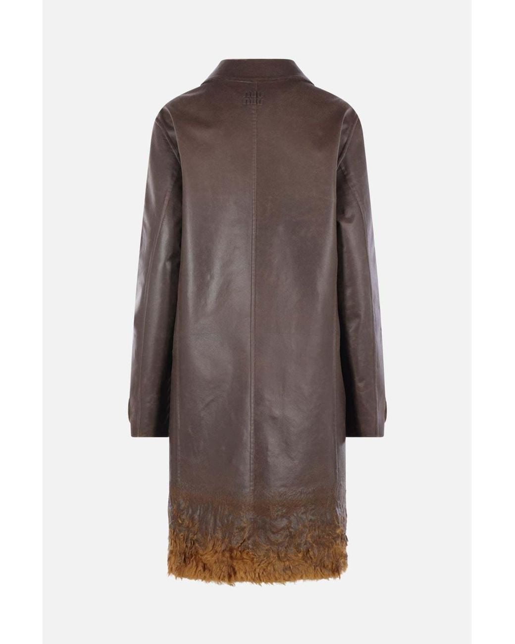 Miu Miu Brown Single-Breasted Double Wool And Shearling Coat
