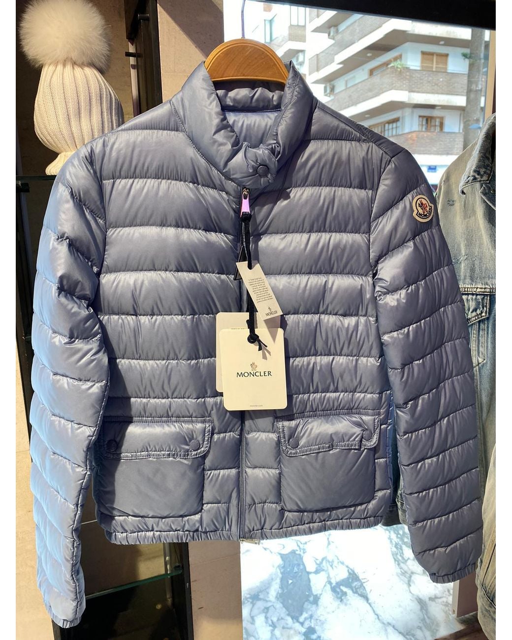 Moncler Blue Cropped Quilted Zipped Jacket