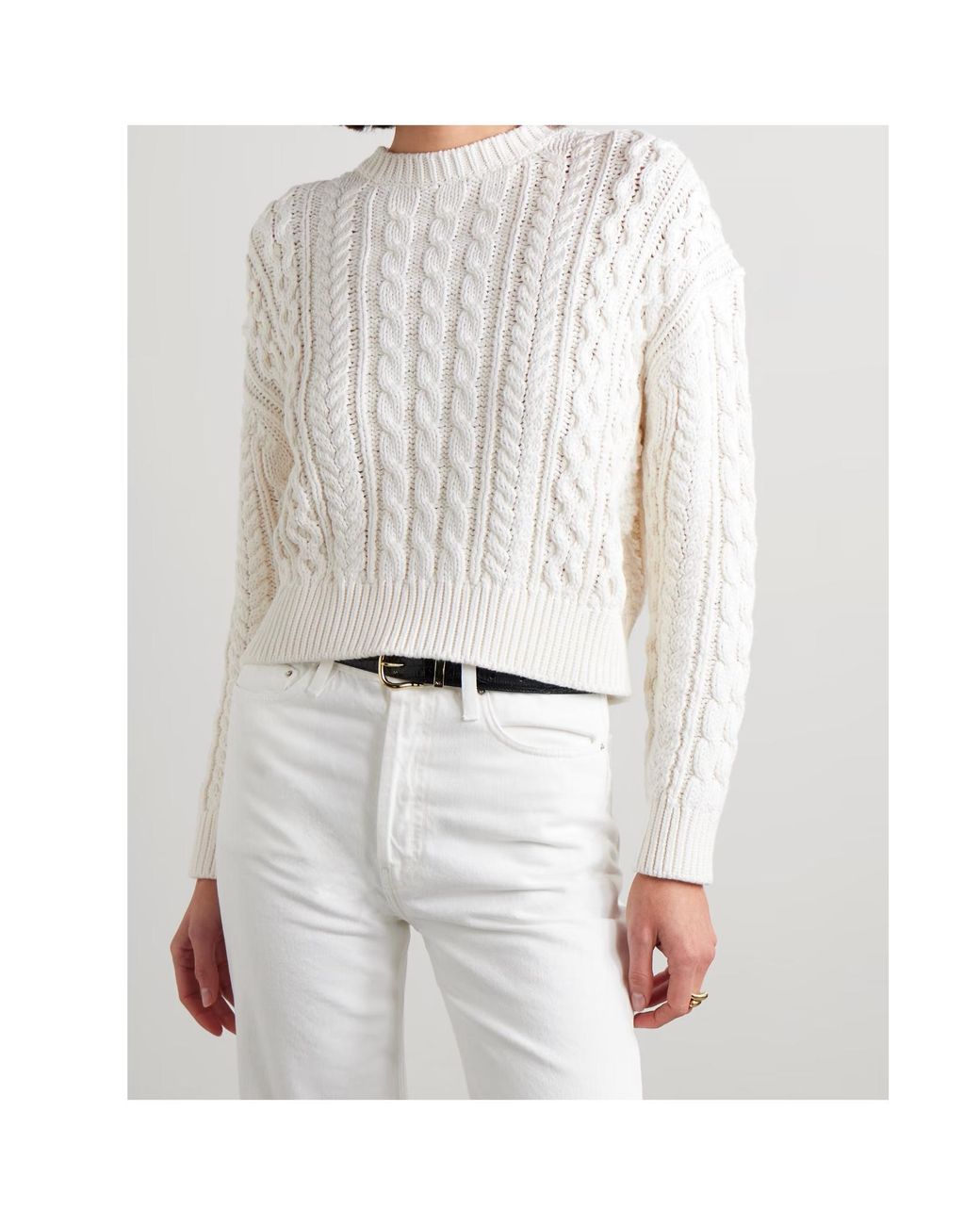 Nili Lotan White Rory Cable Knit Sweater