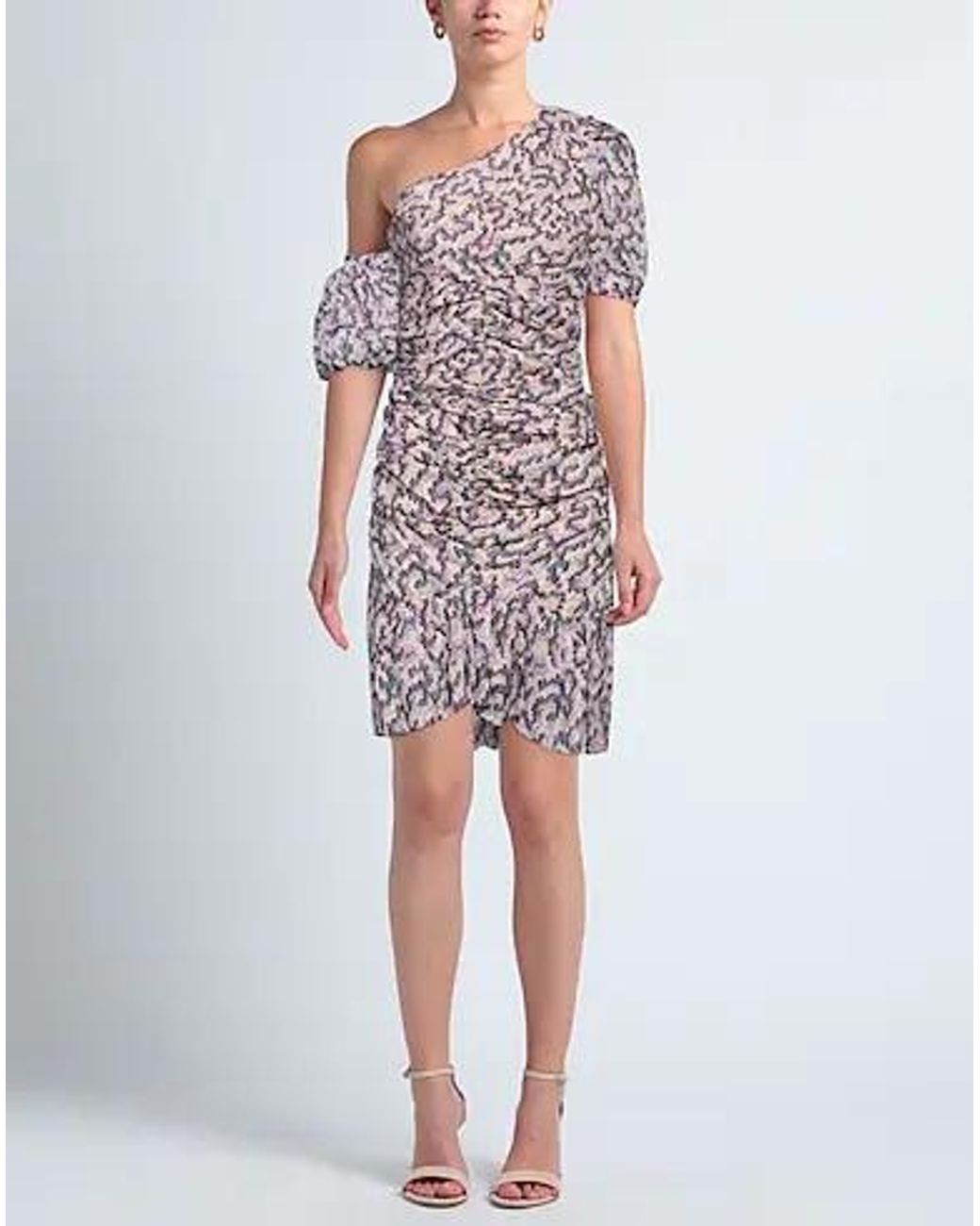 Isabel Marant Purple Floral Off-Shoulder Fitted Dress