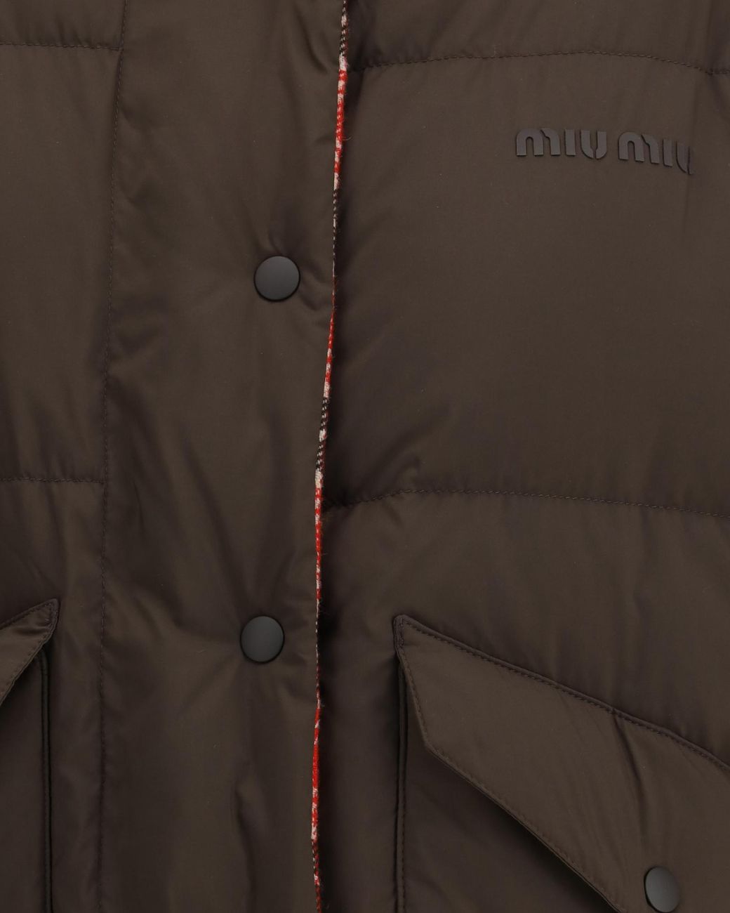 Miu Miu Brown Zip-Up Reversible Down Jacket