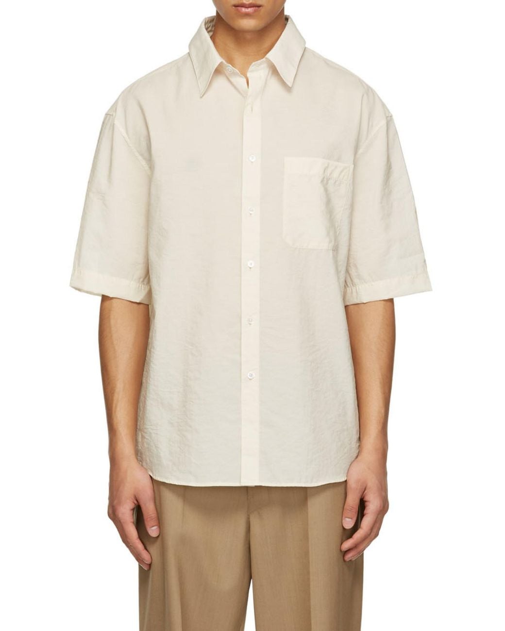 Lemaire White Short-Sleeve Chest-Pocket Shirt for men