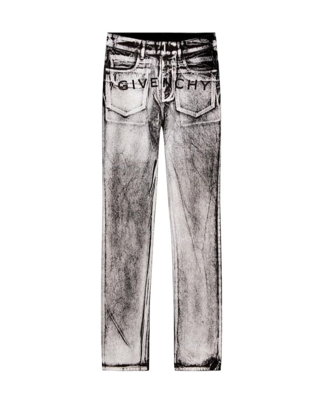 Givenchy Gray Straight Fit Painted Denim Jeans for men