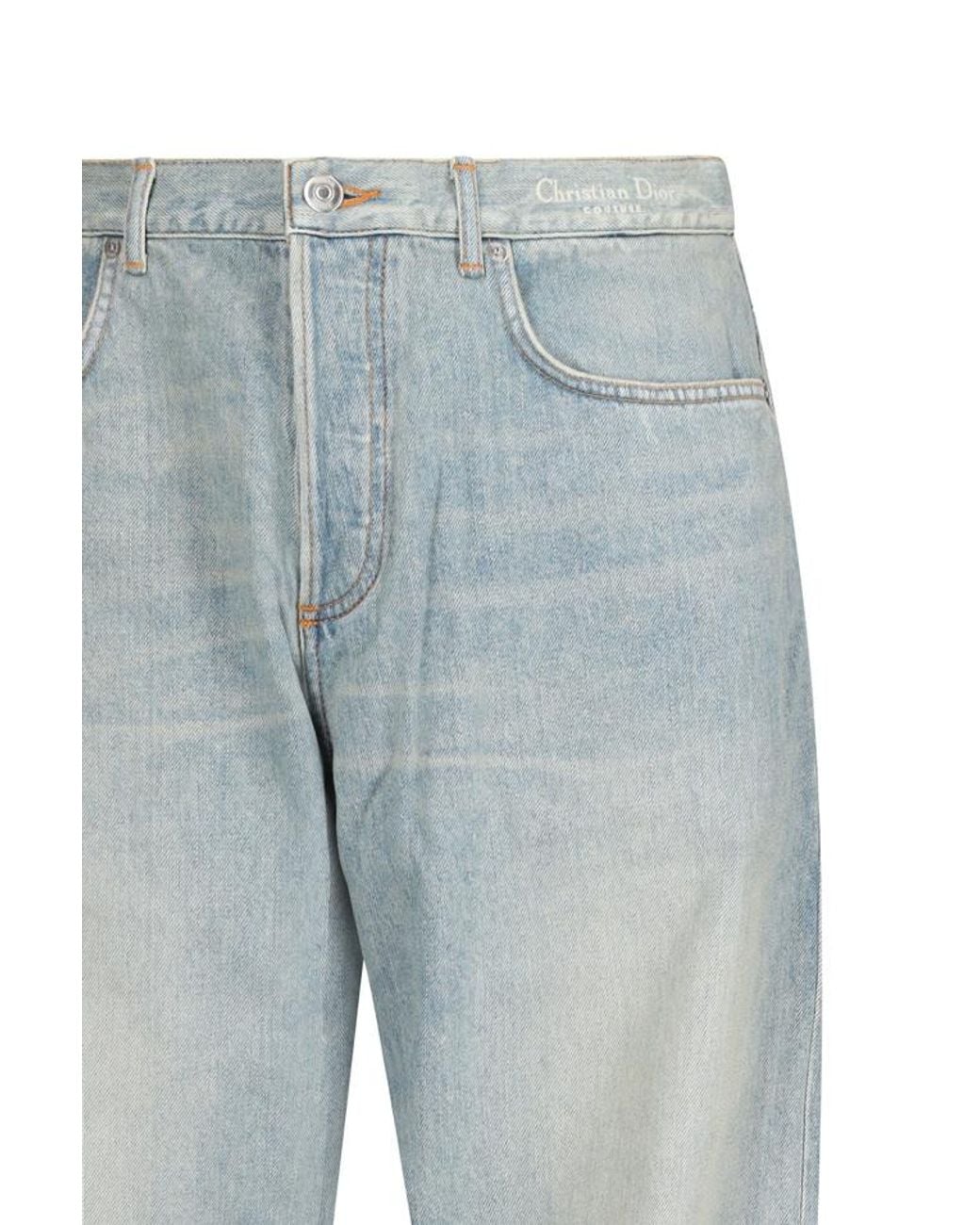 Dior Blue Homme Logo Patch Straight-Leg Jeans for men