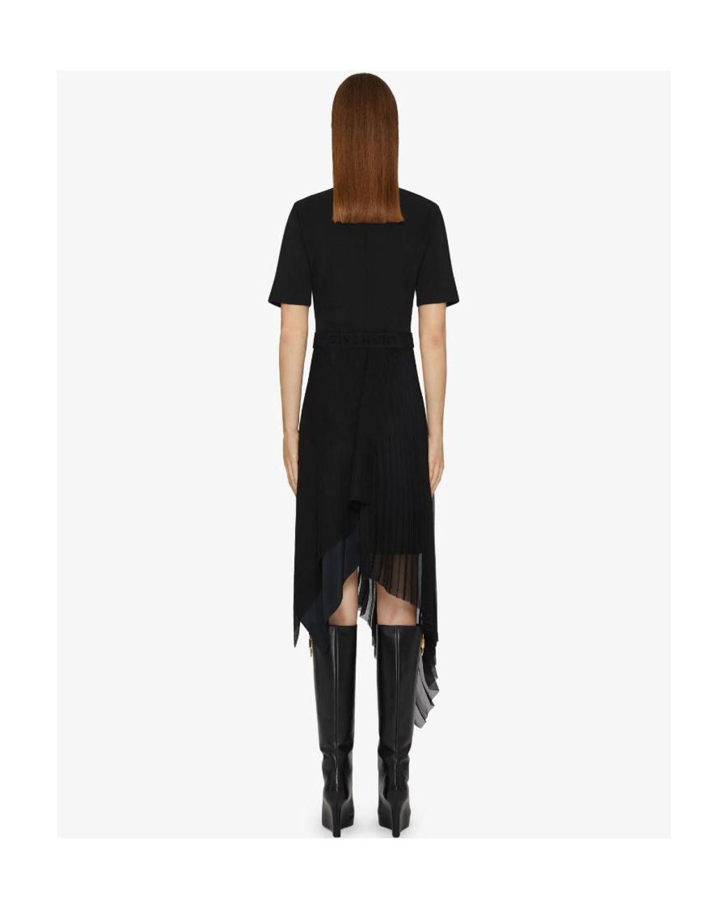 Givenchy Black Asymmetrical Short-Sleeved Dress