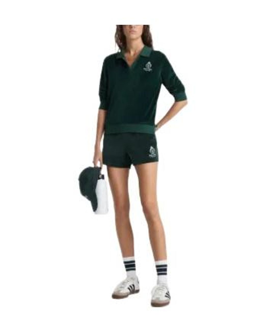Sporty & Rich Green Logo-Embroidery Shorts