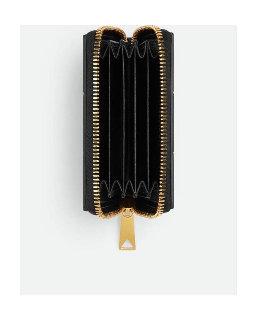 Bottega Veneta Black Cassette Accordion Zip Around Card Holder
