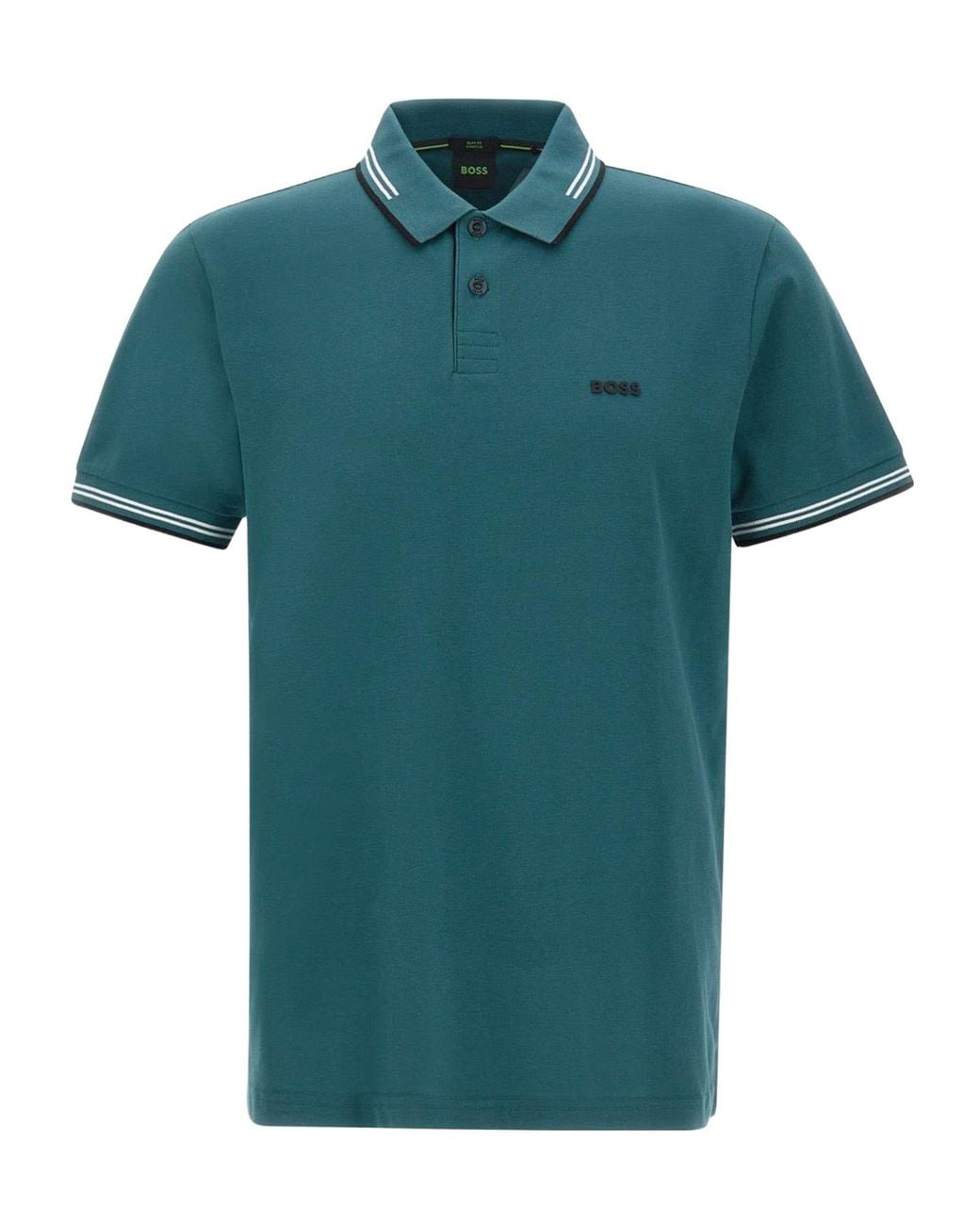 Boss Green Tipped Collar Logo Polo Shirt for men