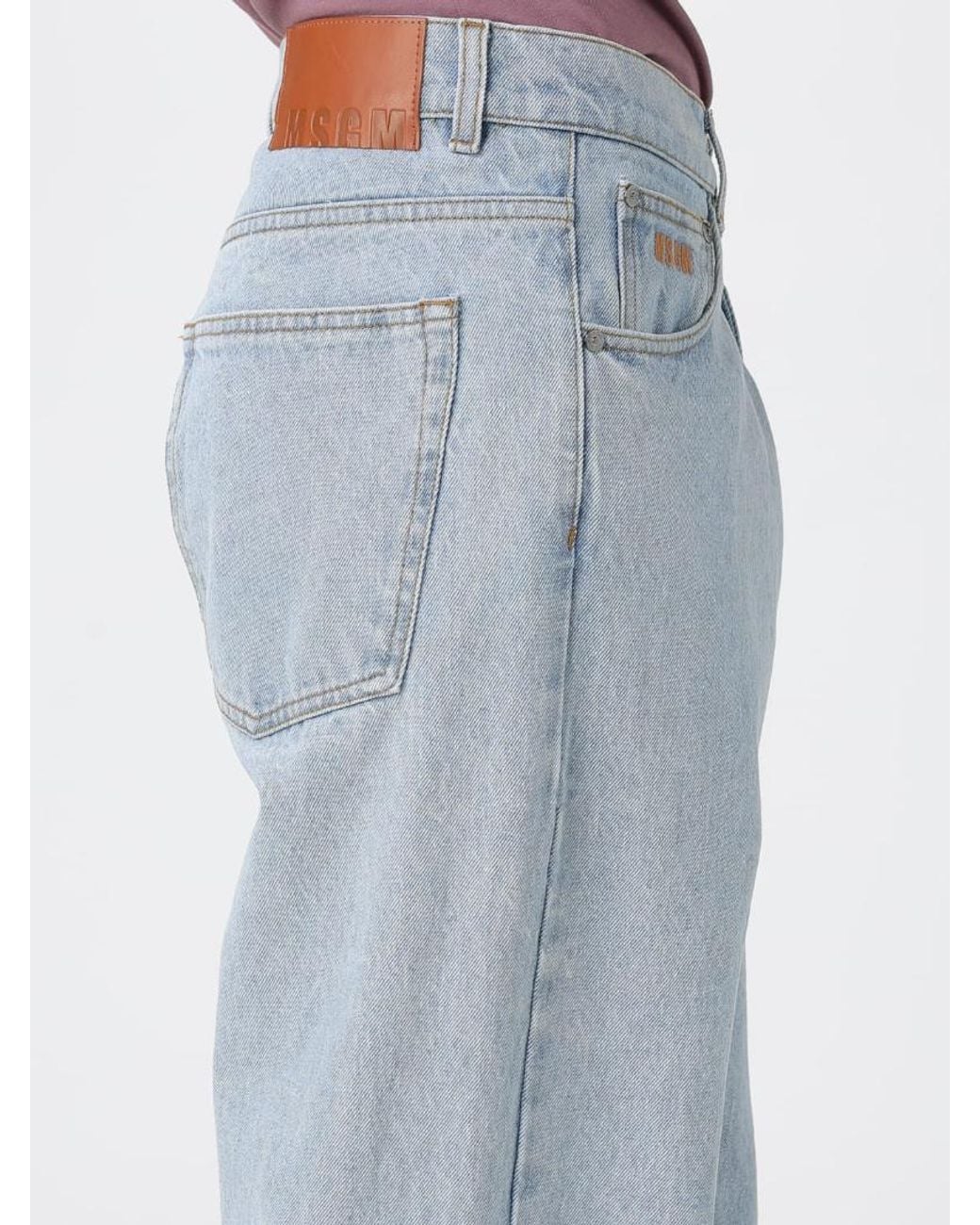 MSGM Blue Marbled Denim Trousers for men