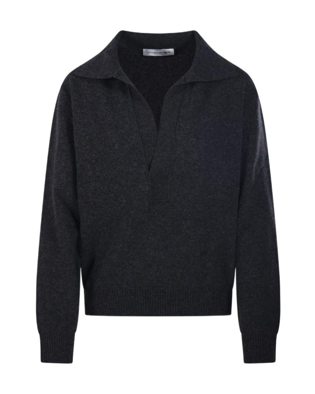 Victoria Beckham Blue Polo Collar Knitted Sweater