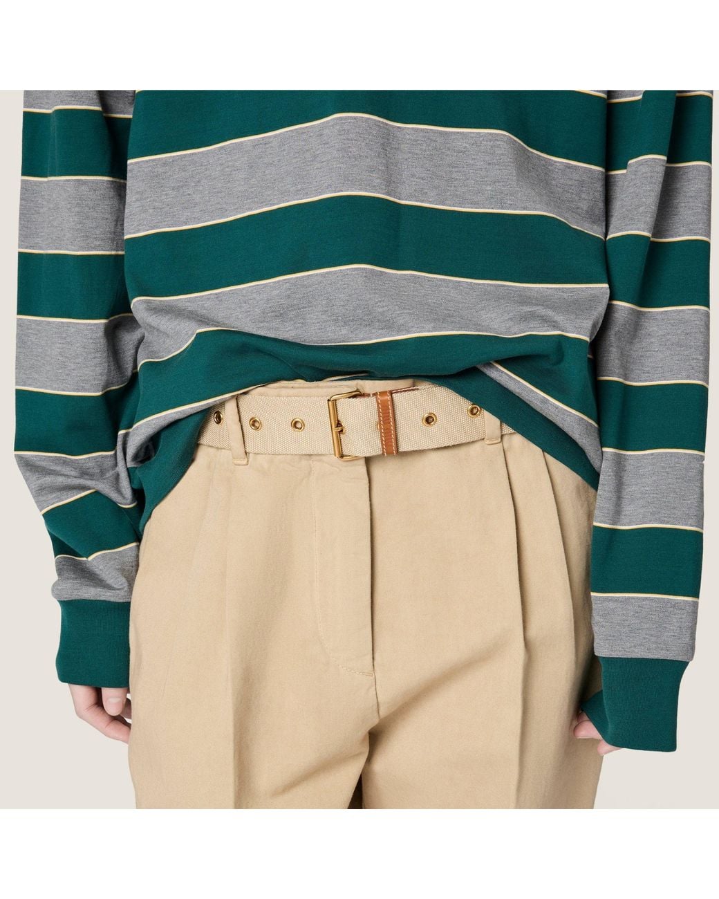 Miu Miu Green Oversized Striped Sweatshirt