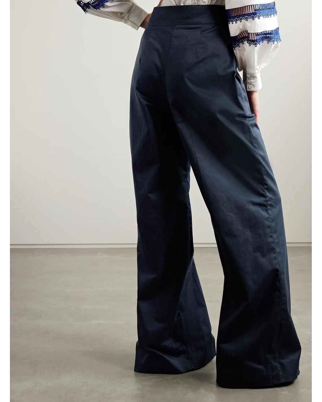 Carolina Herrera Blue High-Waisted Wide-Leg Casual Pants
