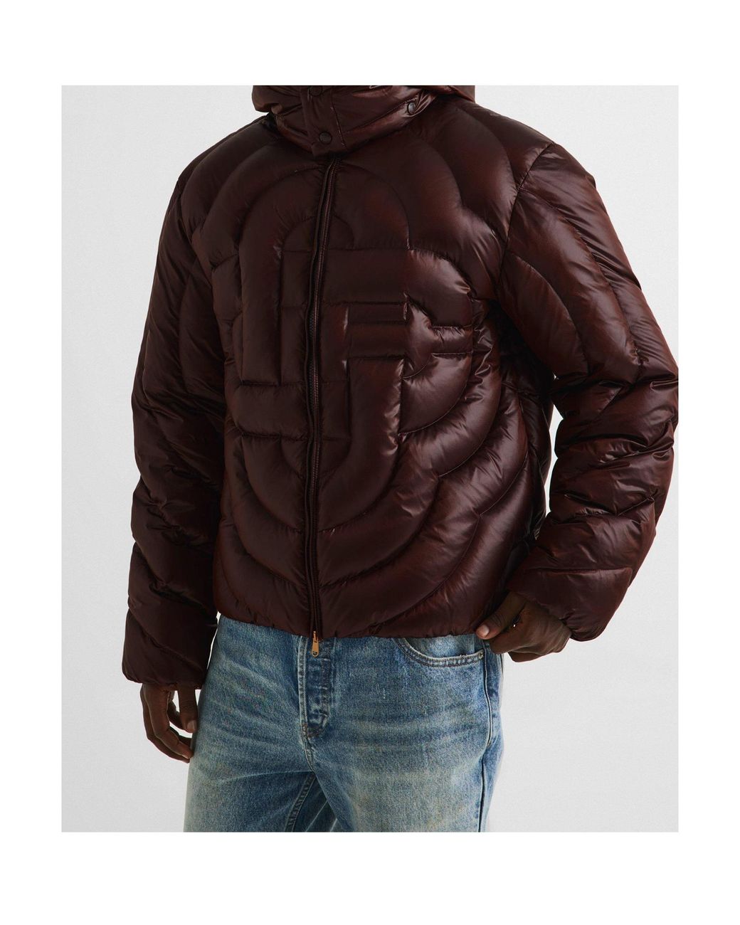 Casablanca Brown Quilted Zippered Padded Jacket for men