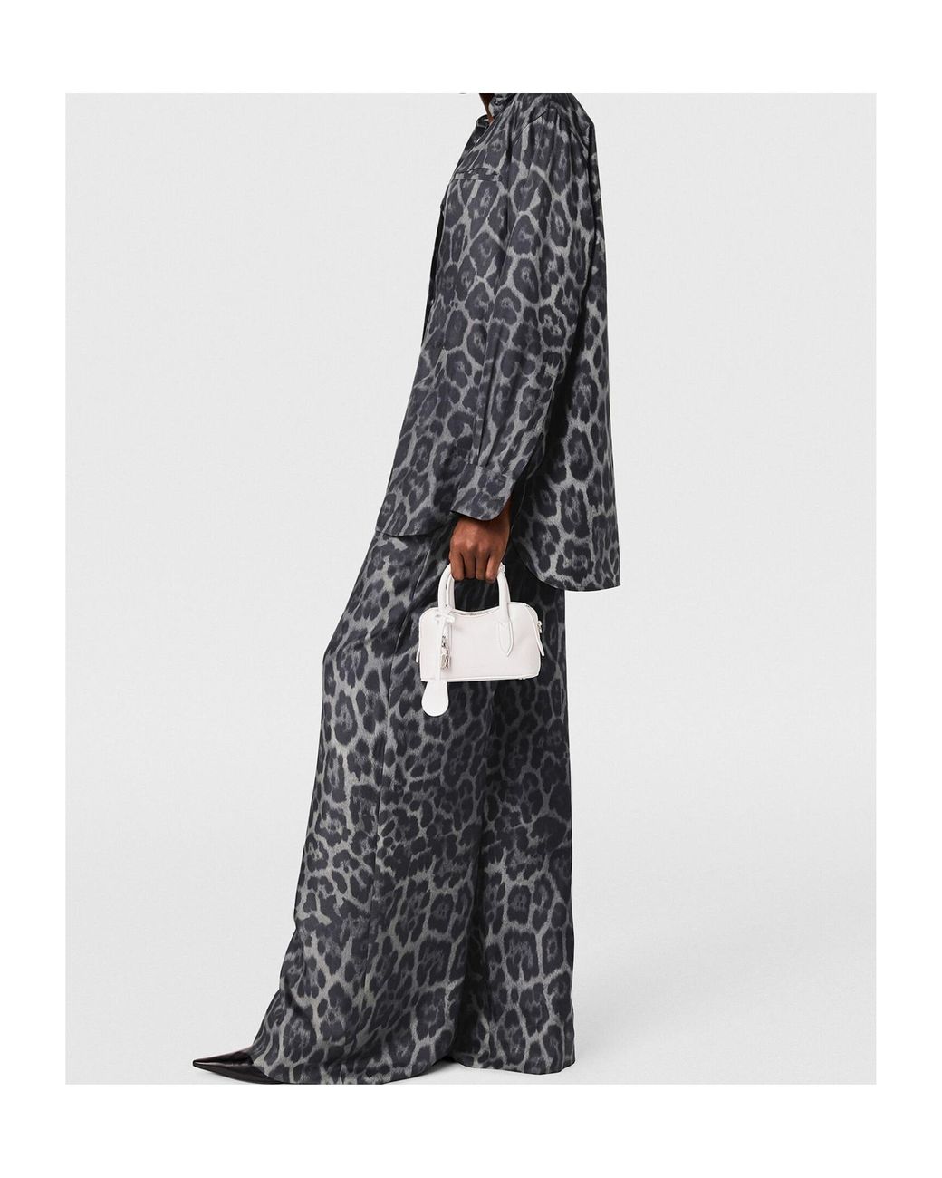 Stella McCartney Gray Leopard Printed Long Sleeved Shirt