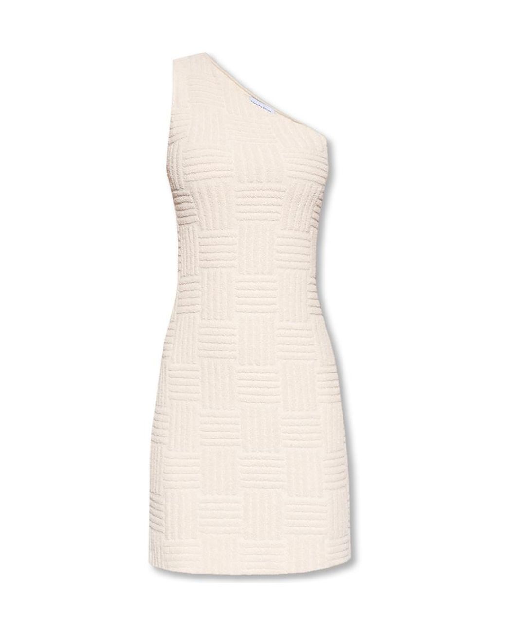 Bottega Veneta White Jacquard One-Shoulder Mini Dress