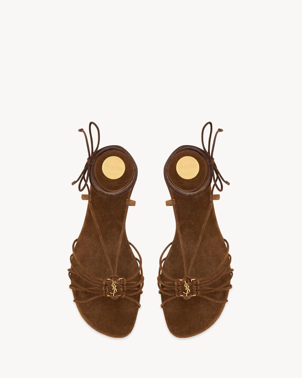 Saint Laurent Metallic Babylone Lace-Up Strappy Sandals