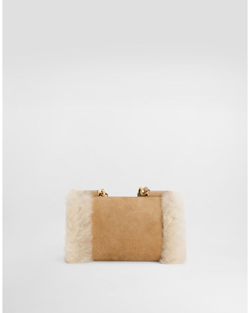 Dolce & Gabbana Natural My Sicily Shearling Tote Bag