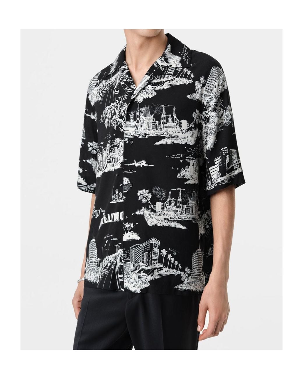 Amiri Gray La Landmark Short-Sleeved Shirt for men