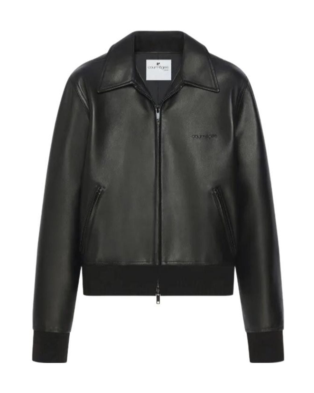 Courreges Black Zip-Up Leather Jacket for men