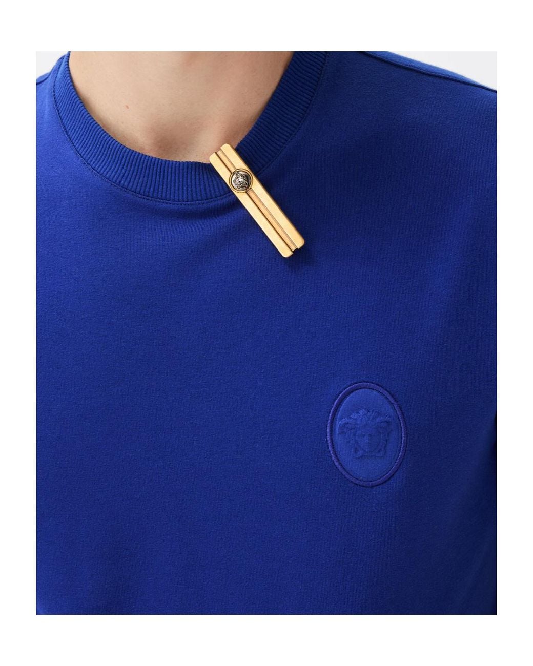Versace Blue Logo Patch T-Shirt for men