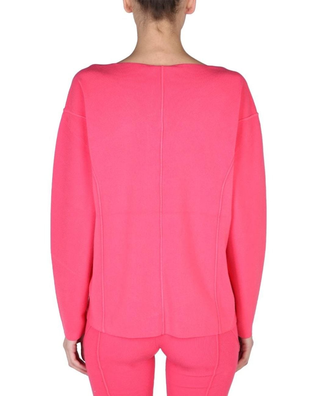 Helmut Lang Pink V-Neck Long-Sleeved Jumper
