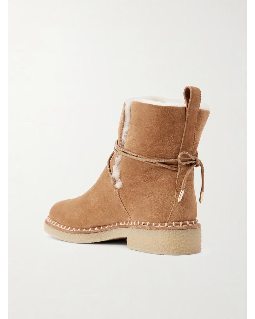Aquazzura Brown Suede Shearling-Lined Ankle Boots