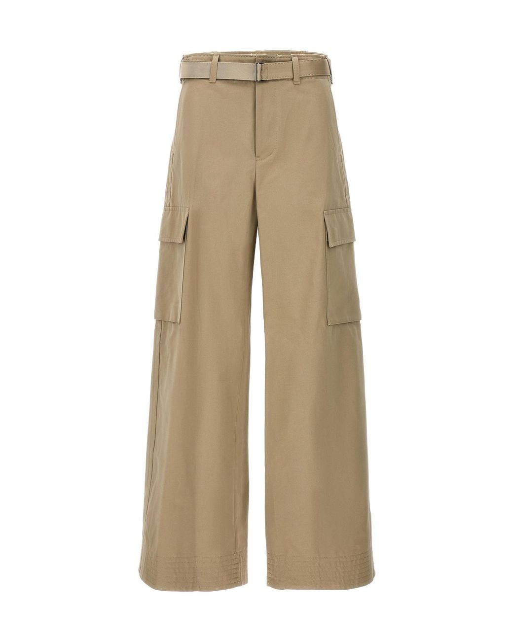 Sacai Natural Wide Leg Belted Trousers