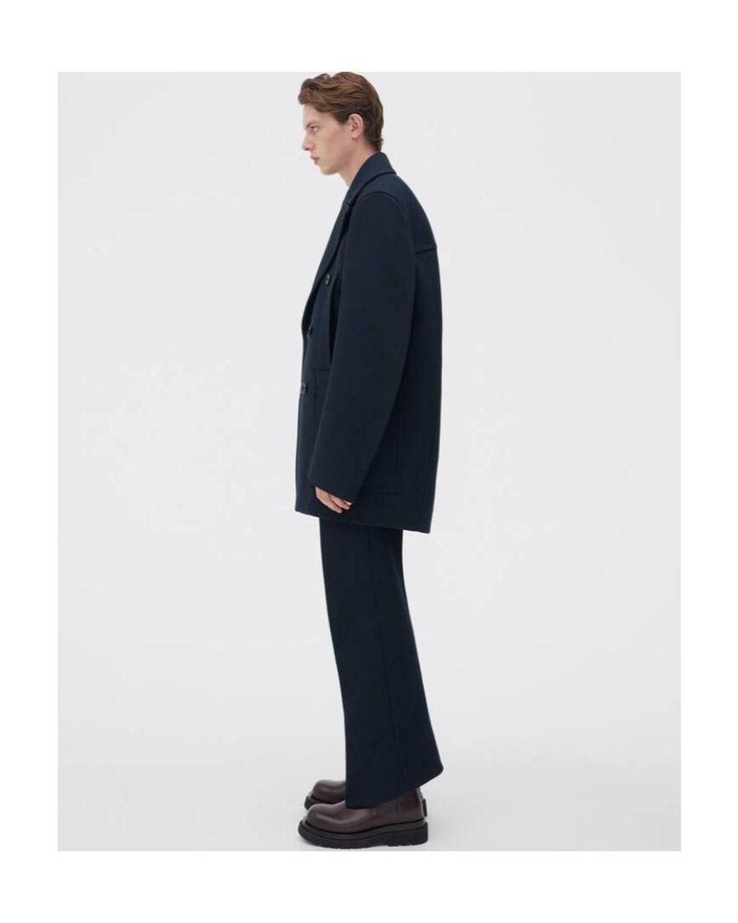 Bottega Veneta Blue Curved Shape Double Coat for men