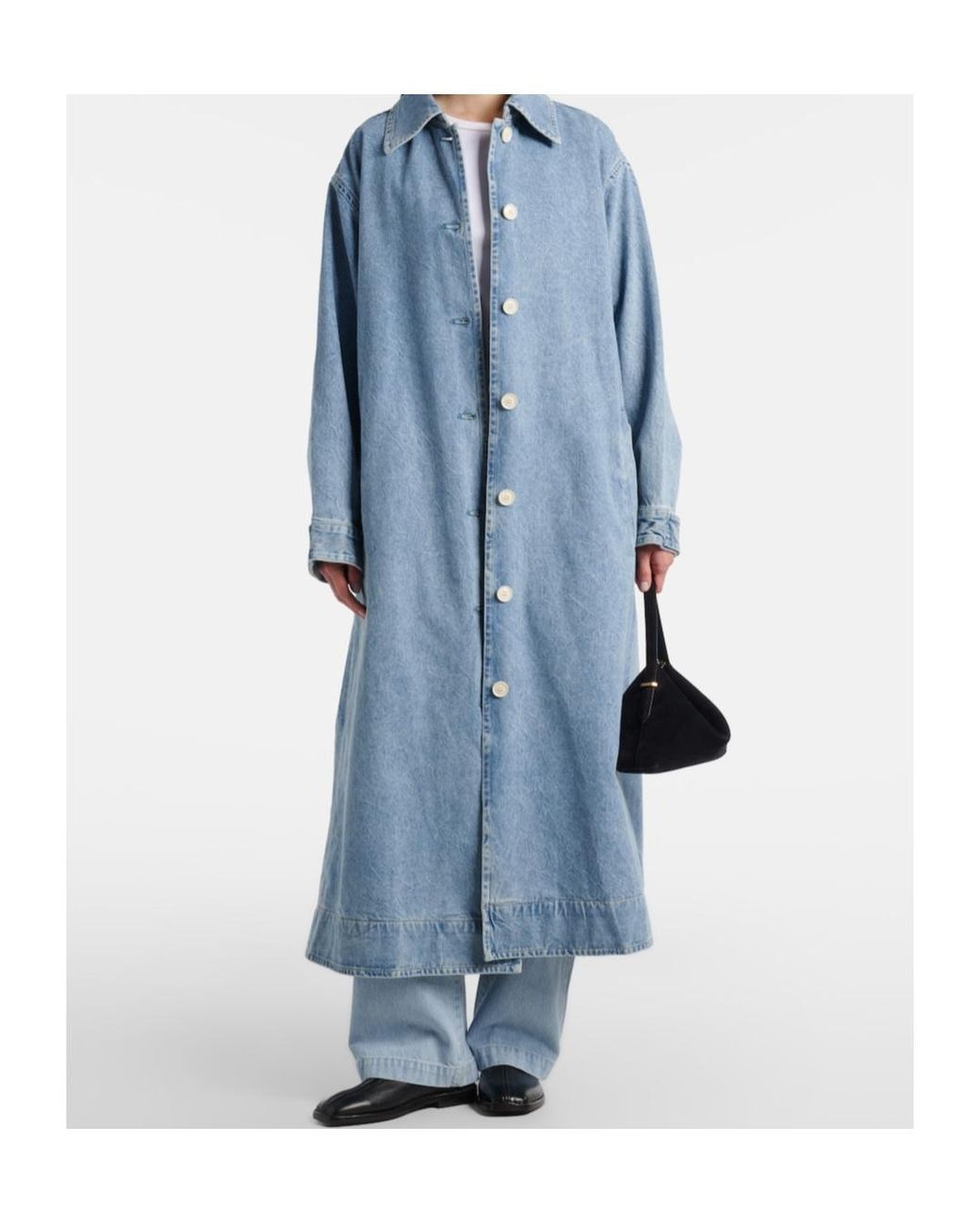 Agolde Blue Long Button-Down Denim Jacket