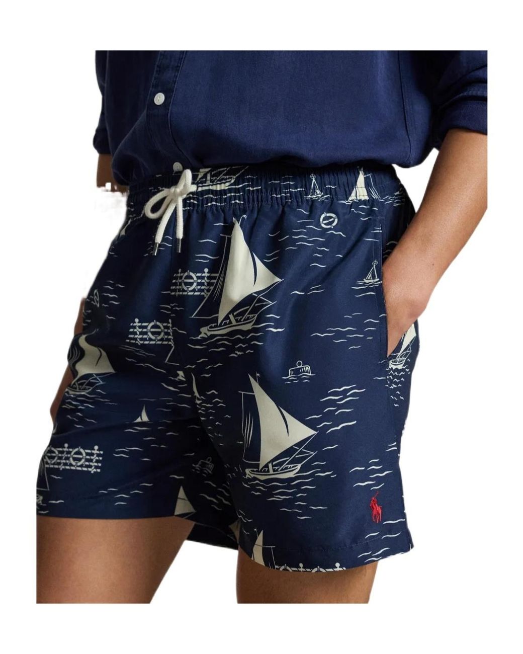 Polo Ralph Lauren Blue Sailboat-Print Swim Trunks for men