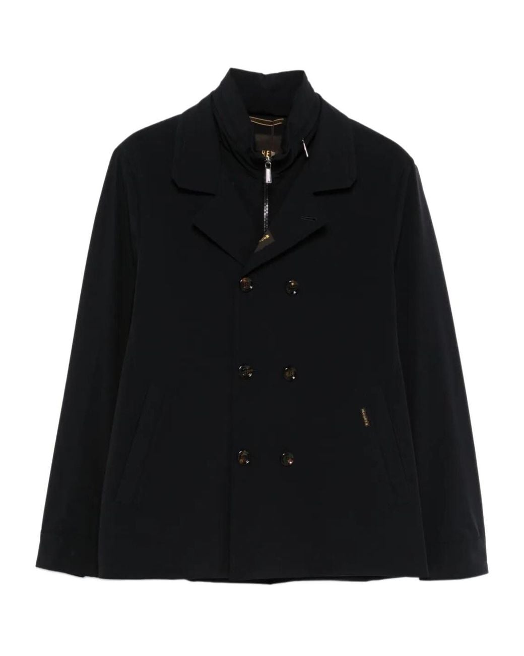 Moorer Black Volmer Double-Breasted Peacoat for men