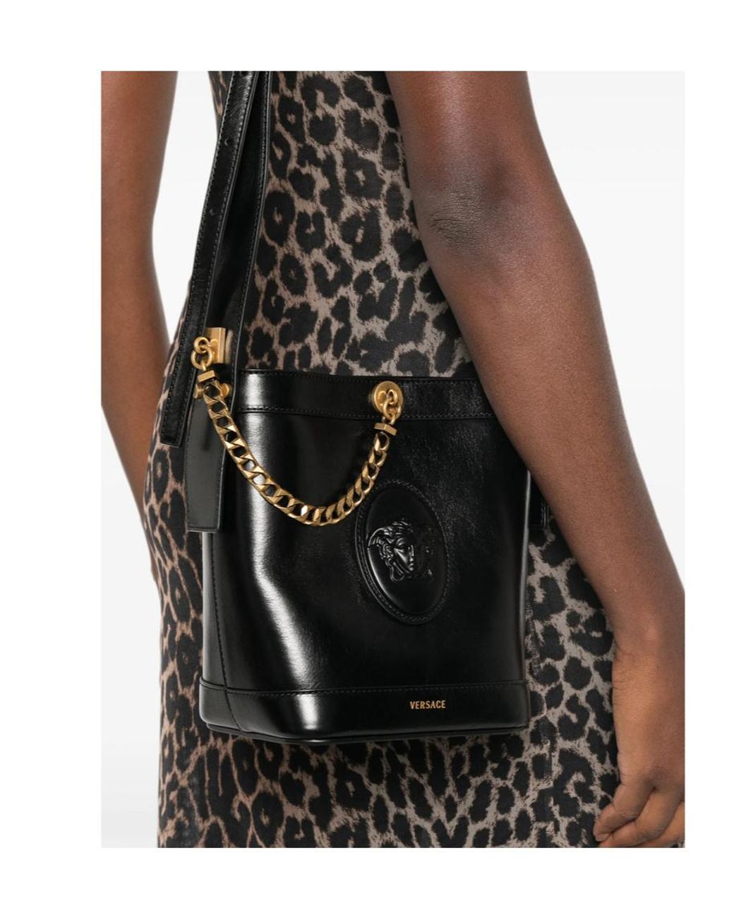 Versace White Pivot Mini Bucket Bag
