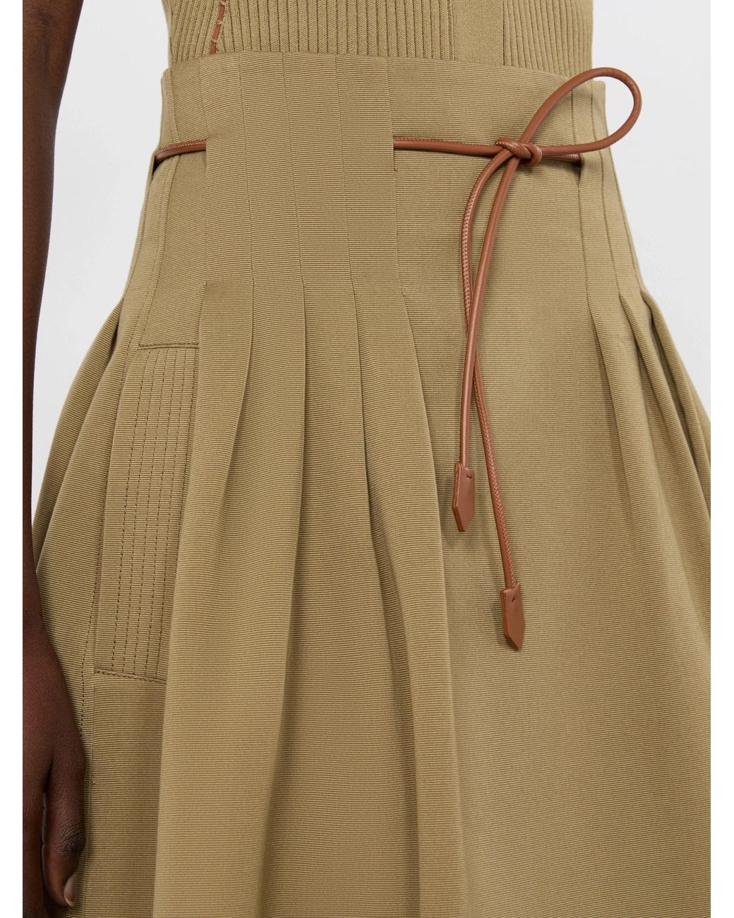 Max Mara Natural Cotton Pleated Midi Skirt