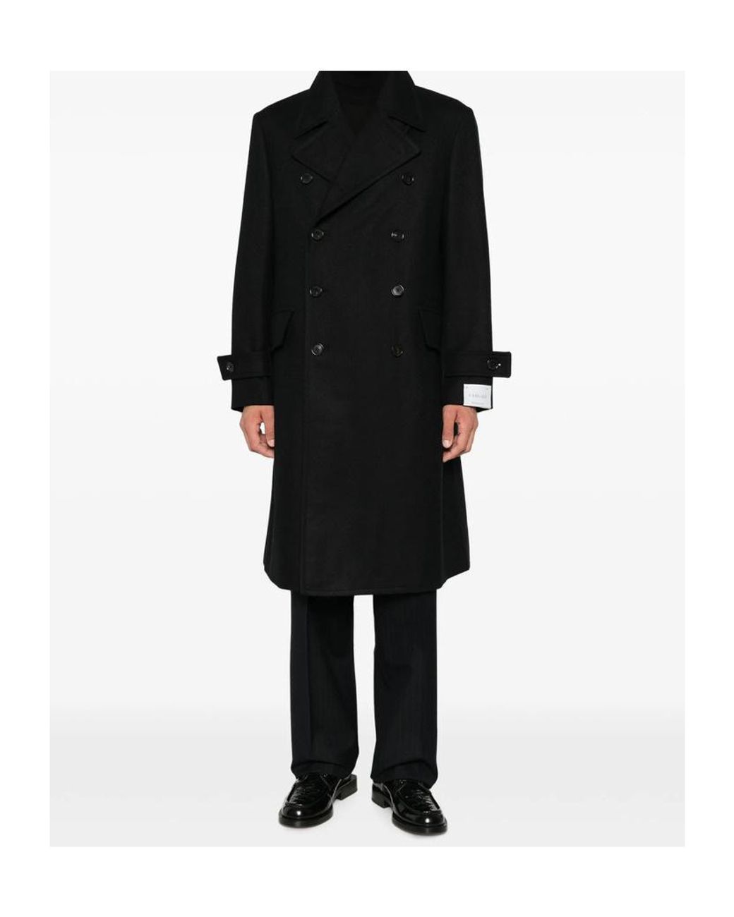 Caruso Black Corsaro Double-Breasted Coat for men