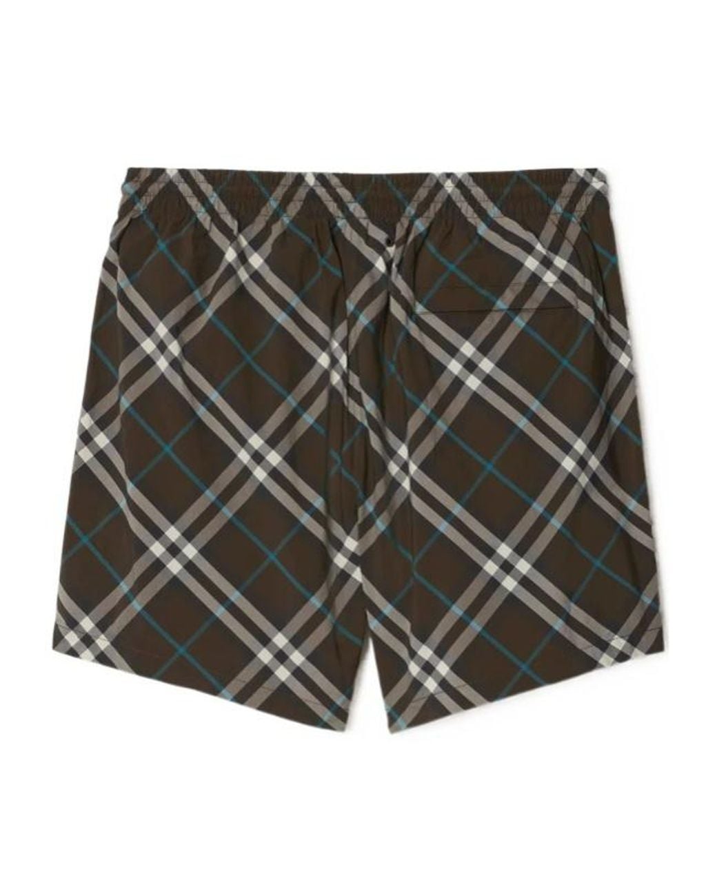 Burberry Gray Checked Drawstring Swim Shorts for men