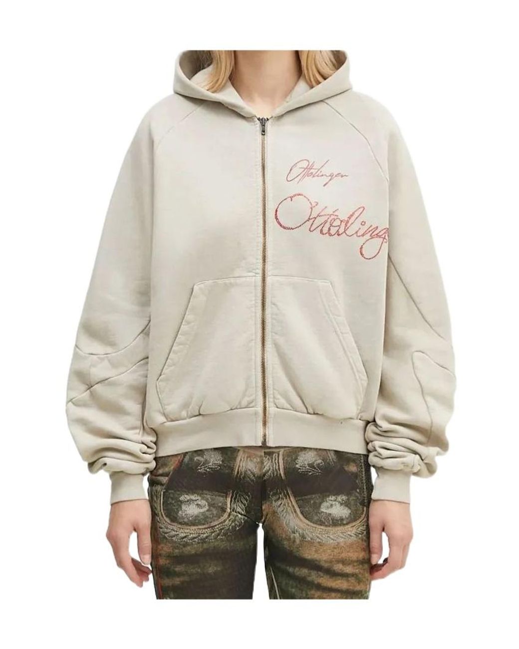 OTTOLINGER Gray Embroidered Zip-Up Hoodie