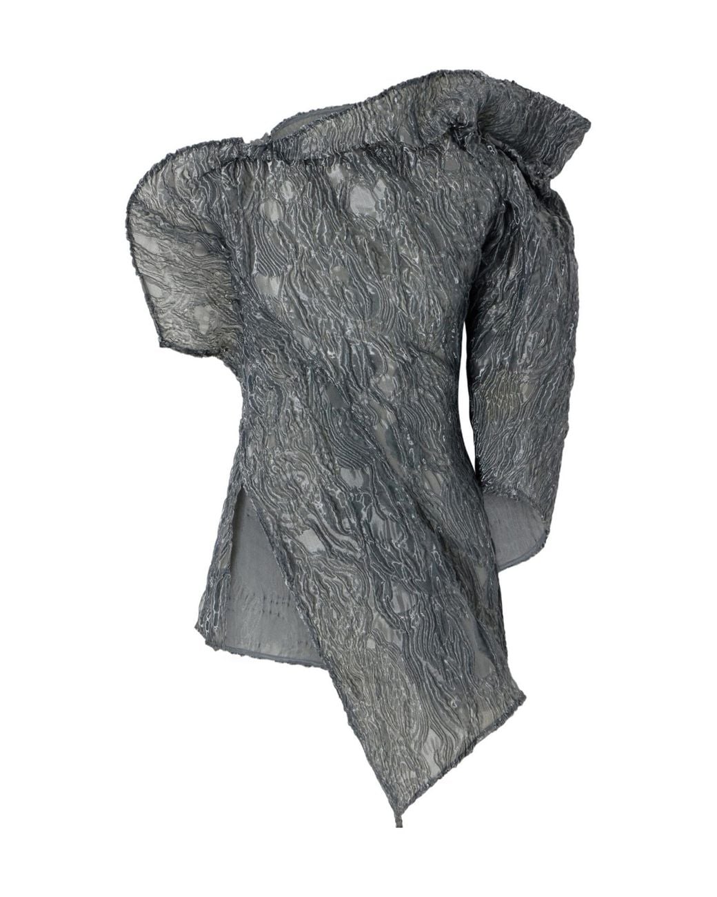 Maticevski Gray Scintilla Asymmetric Crinkled-Georgette Blouse