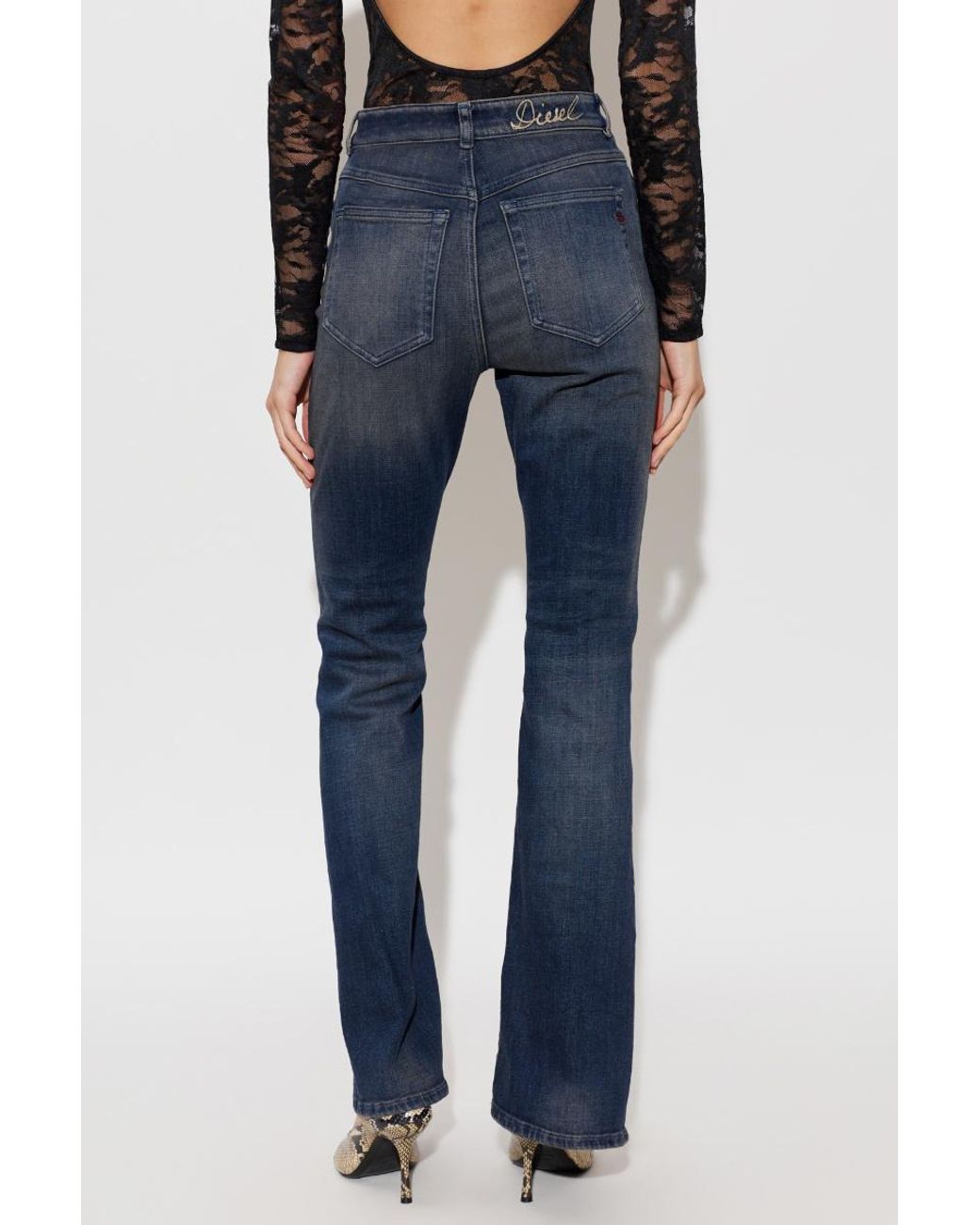DIESEL Blue Logo Detail Flared Jeans