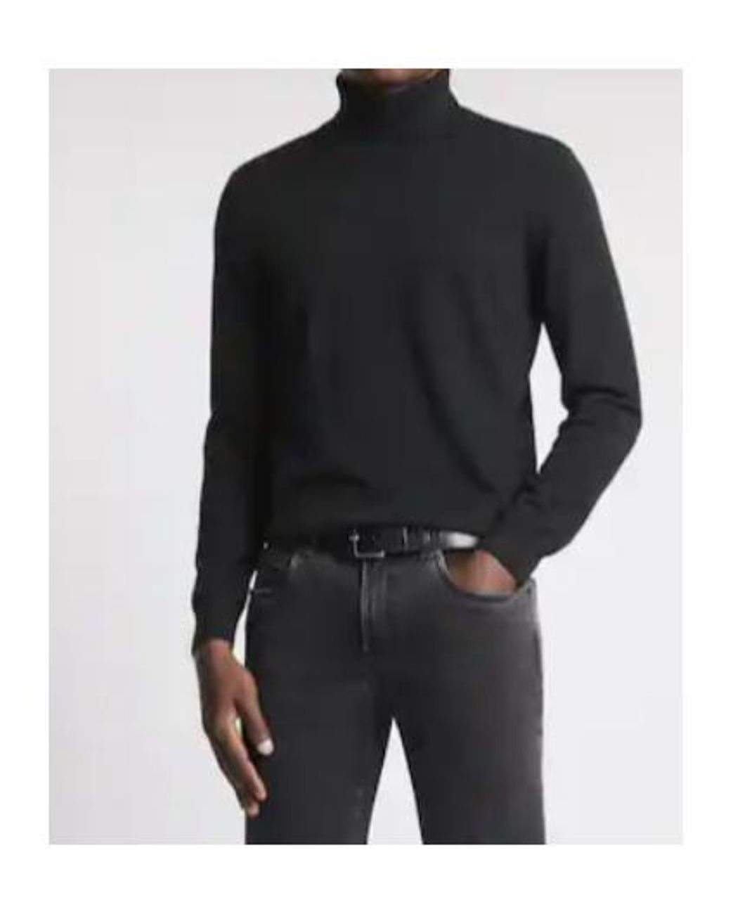 Fay Black Ribbed Turtleneck Knitted Sweater for men