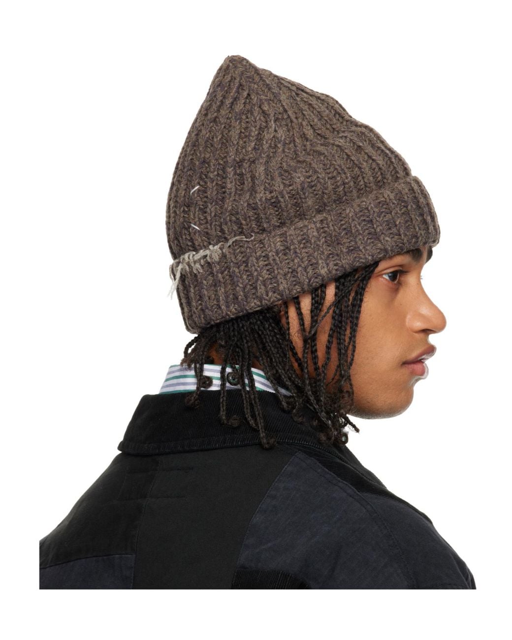 Maison Margiela Brown Knitted Beanie for men